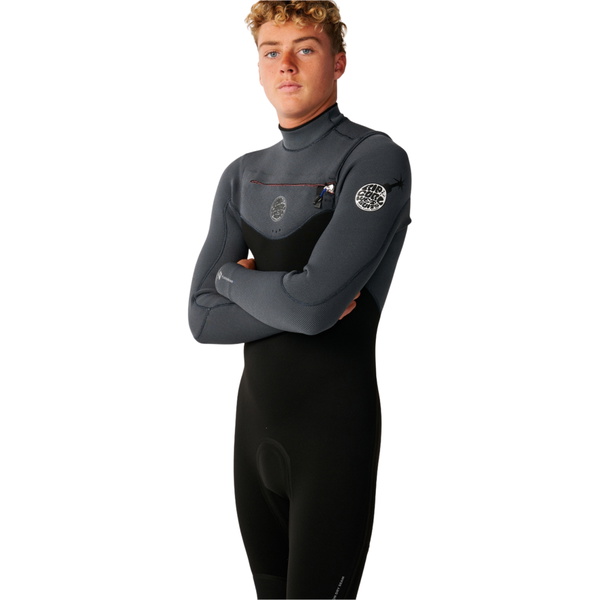 2026 Rip Curl Homem Flashbomb 5/3mm Chest Zip Fato De Neopreno 17BMFS - Charcoal Grey
